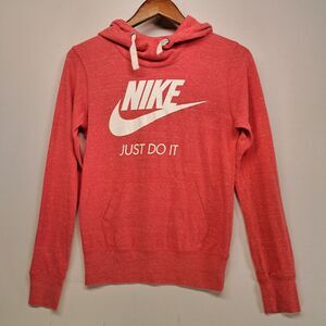 Nike Gym Vintage Hoodie Womens Small Pink Heathered Just Do It Pullover